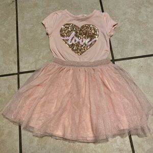 Pink Sequin Heart Kids Dress